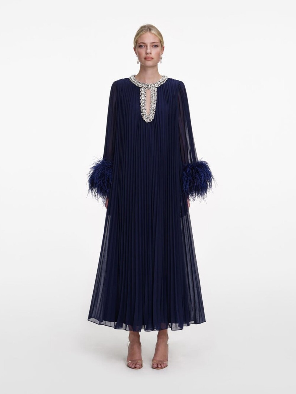 Self-portrait Blue Boucle Midi Dress Size 2